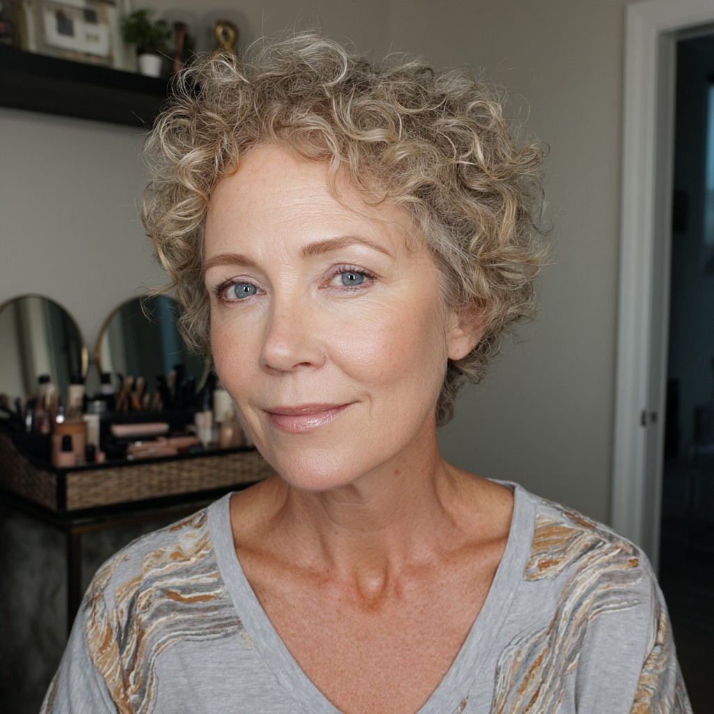 Charming Curly Pixie with Soft Volume