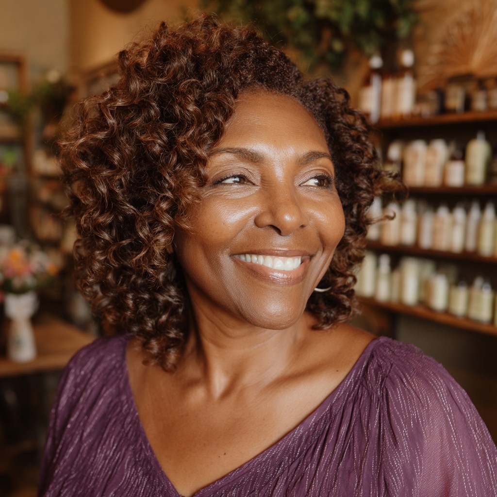 Charming Medium-Length Curly Cut with Rich Depth