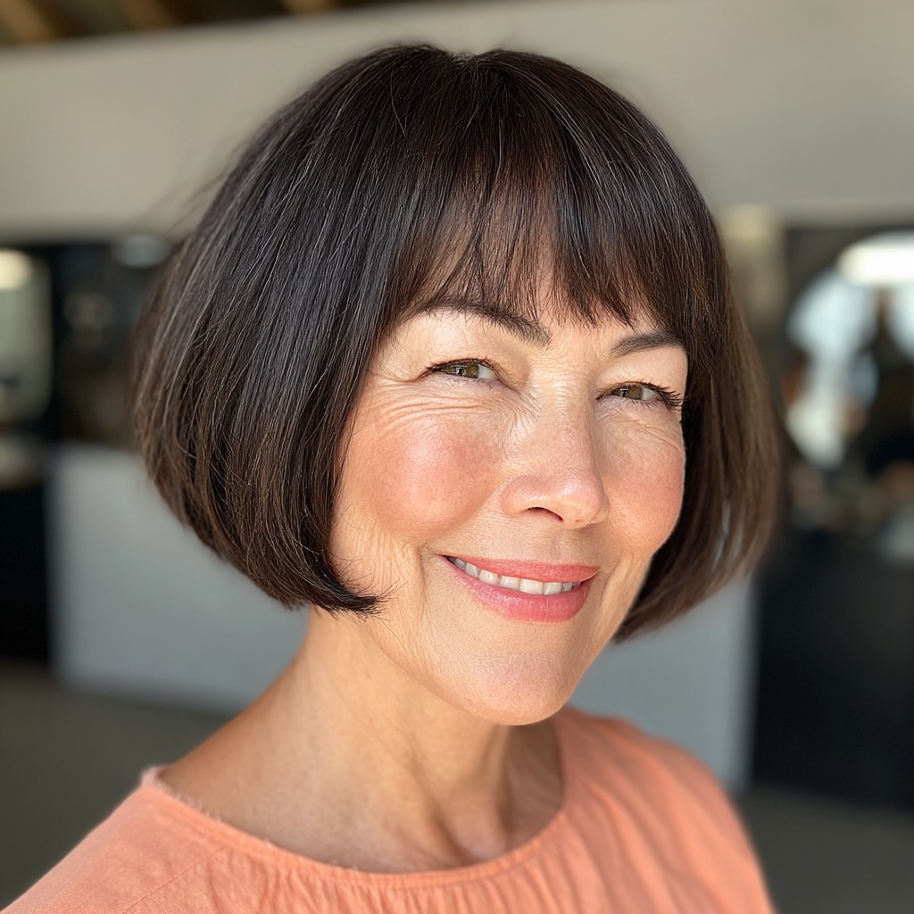 Chic Blunt Bob with Soft Fringe