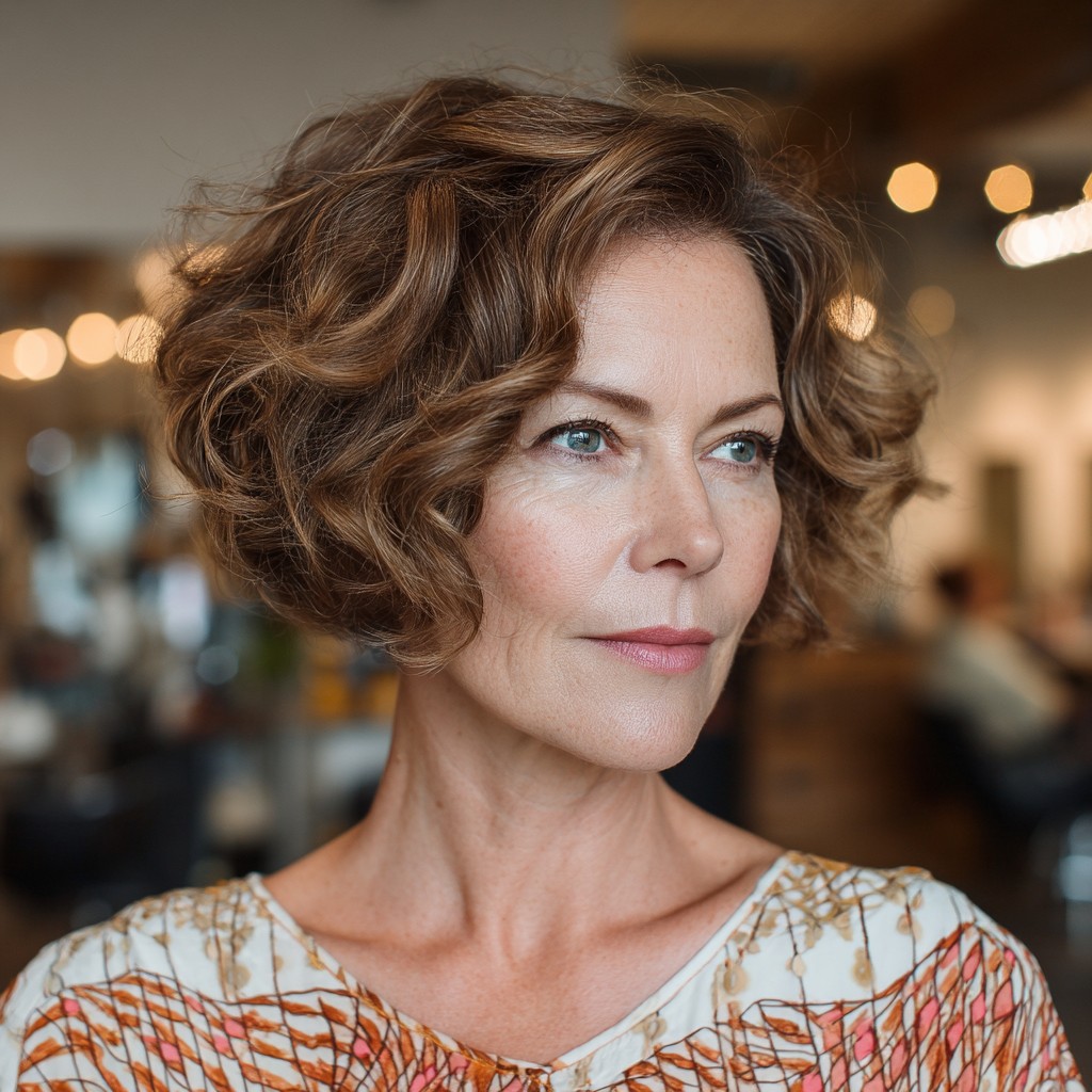 chic curly bob with soft layers