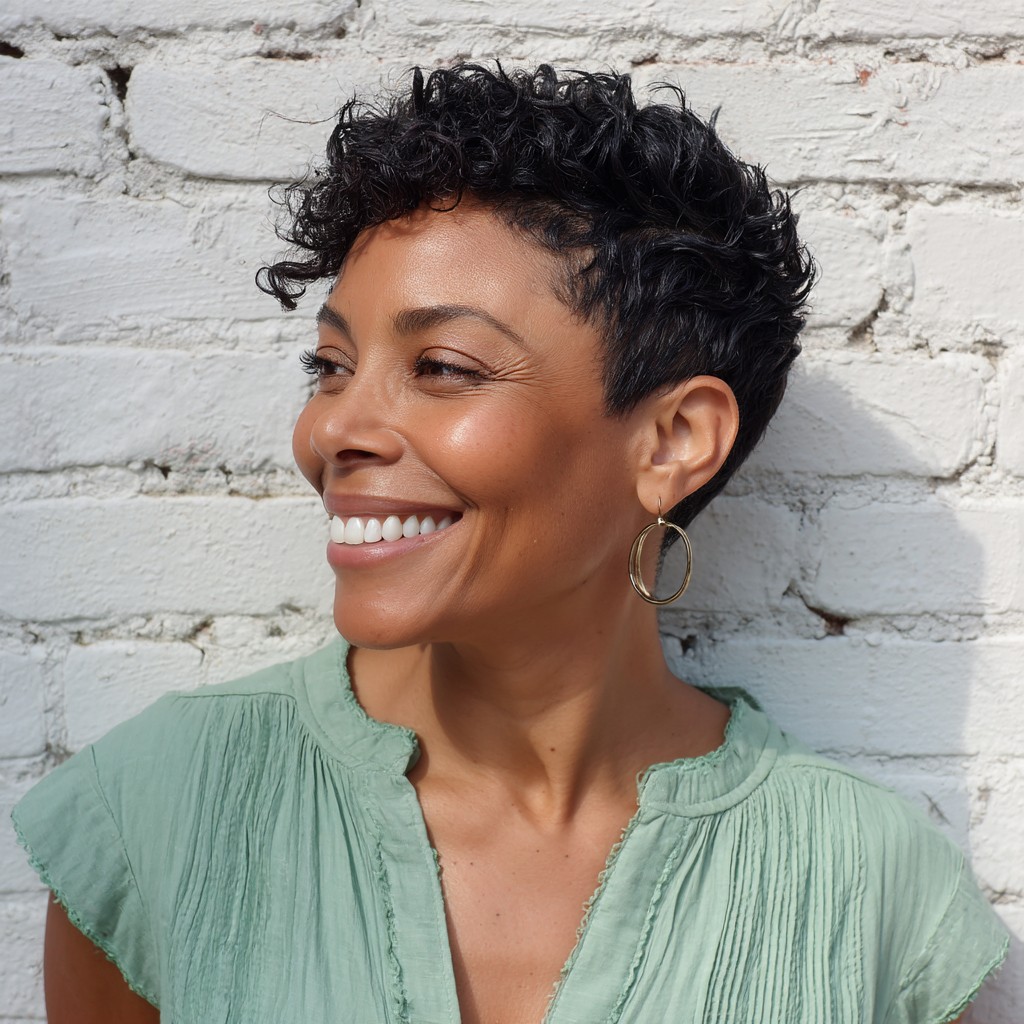 Chic Curly Pixie with Soft Volume