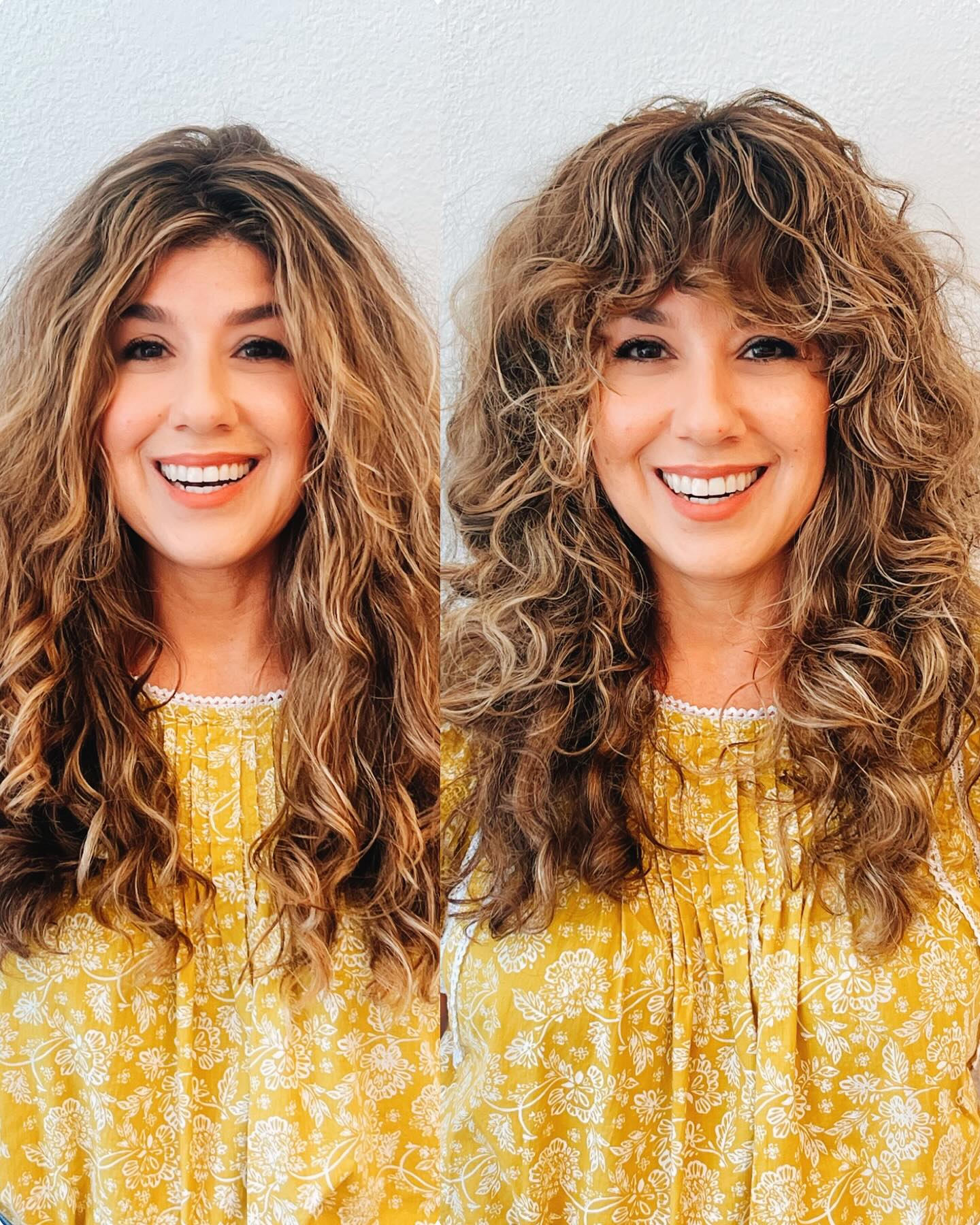 Chic Curly Shag with Defined Fringe