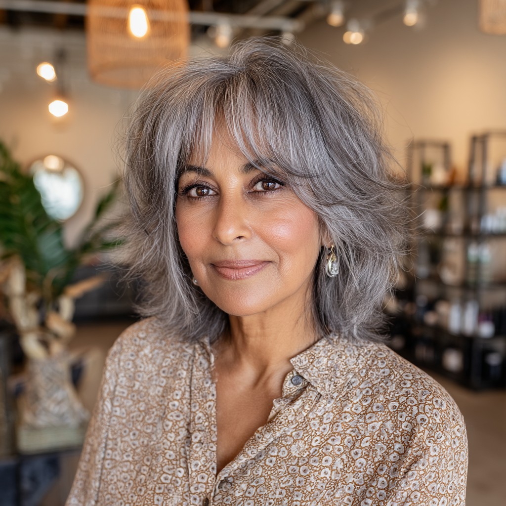 Chic Feathered Bangs with Lush Textured Layers