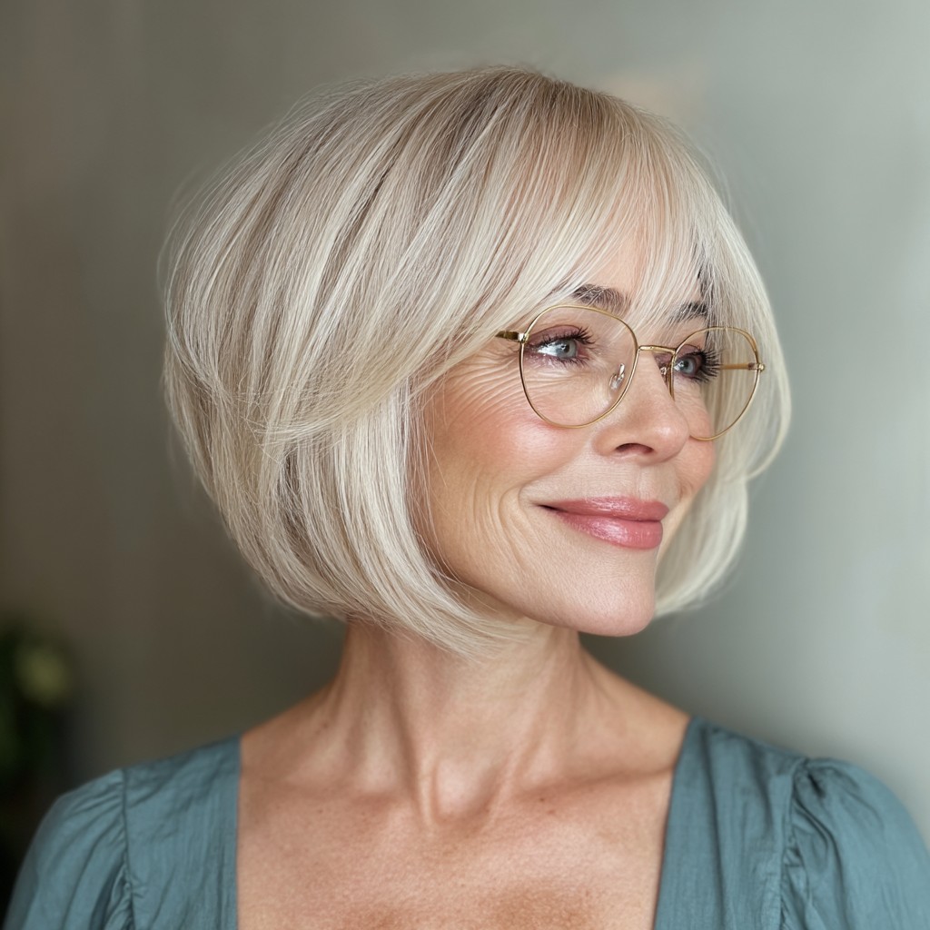 Chic Feathered Bob with Subtle Face-Framing Layers