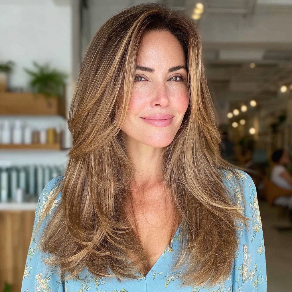 Chic Long Layers with Subtle Highlights