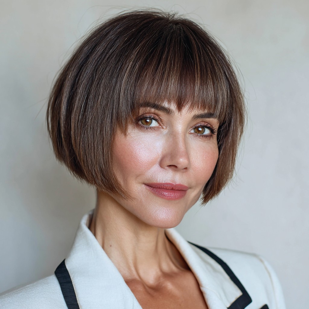 Chic Rounded Bob with Soft Bangs