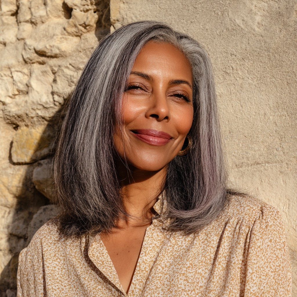 Chic Silver-Toned Medium Cut with Soft Layers