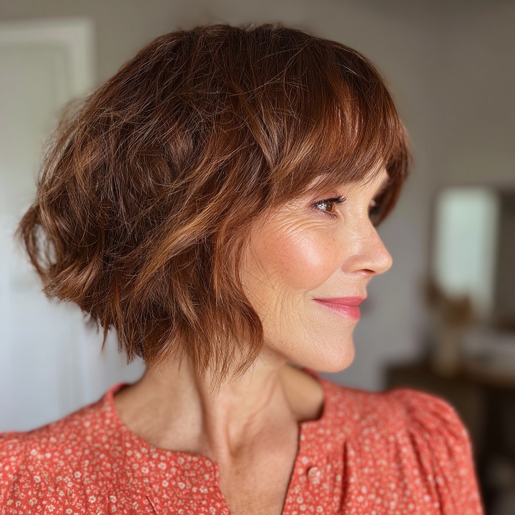 Chic Textured Bob with Playful Bangs