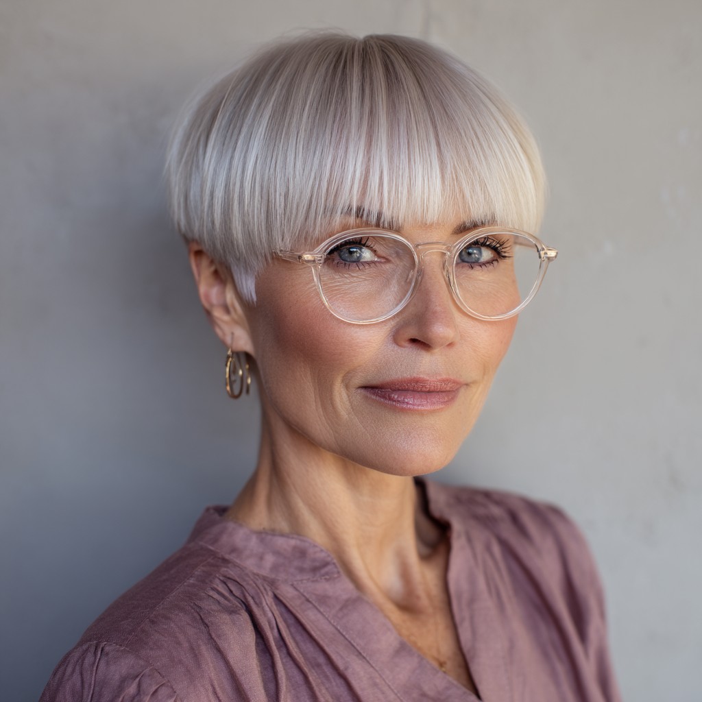 Chic Textured Bowl Cut with Soft Bangs