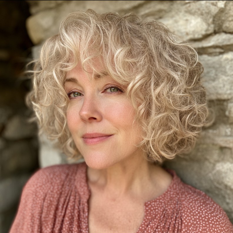 Chic Textured Curly Bob with Soft Layers