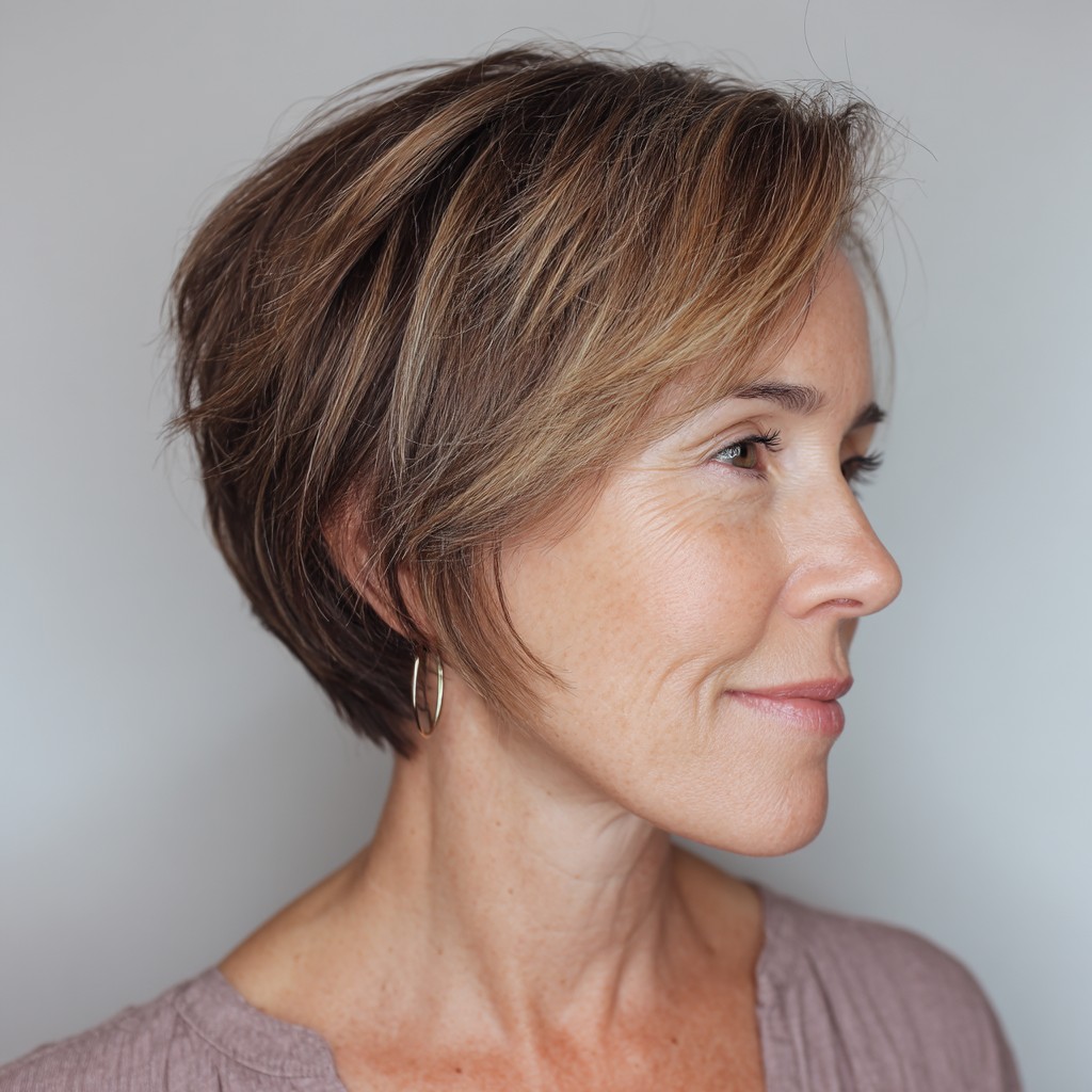 Chic Textured Short Bob with Subtle Highlights
