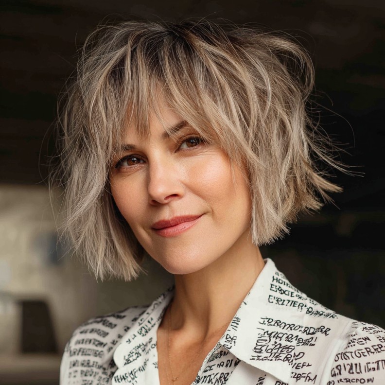 Chic Textured Short Bob with Subtle Layers