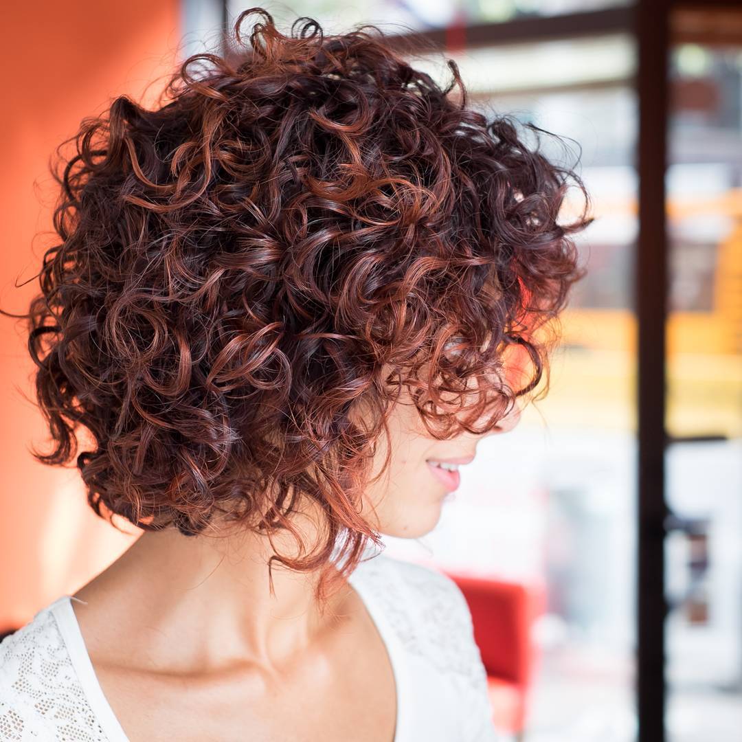 Dynamic Curly Bob with Rich Auburn Tones
