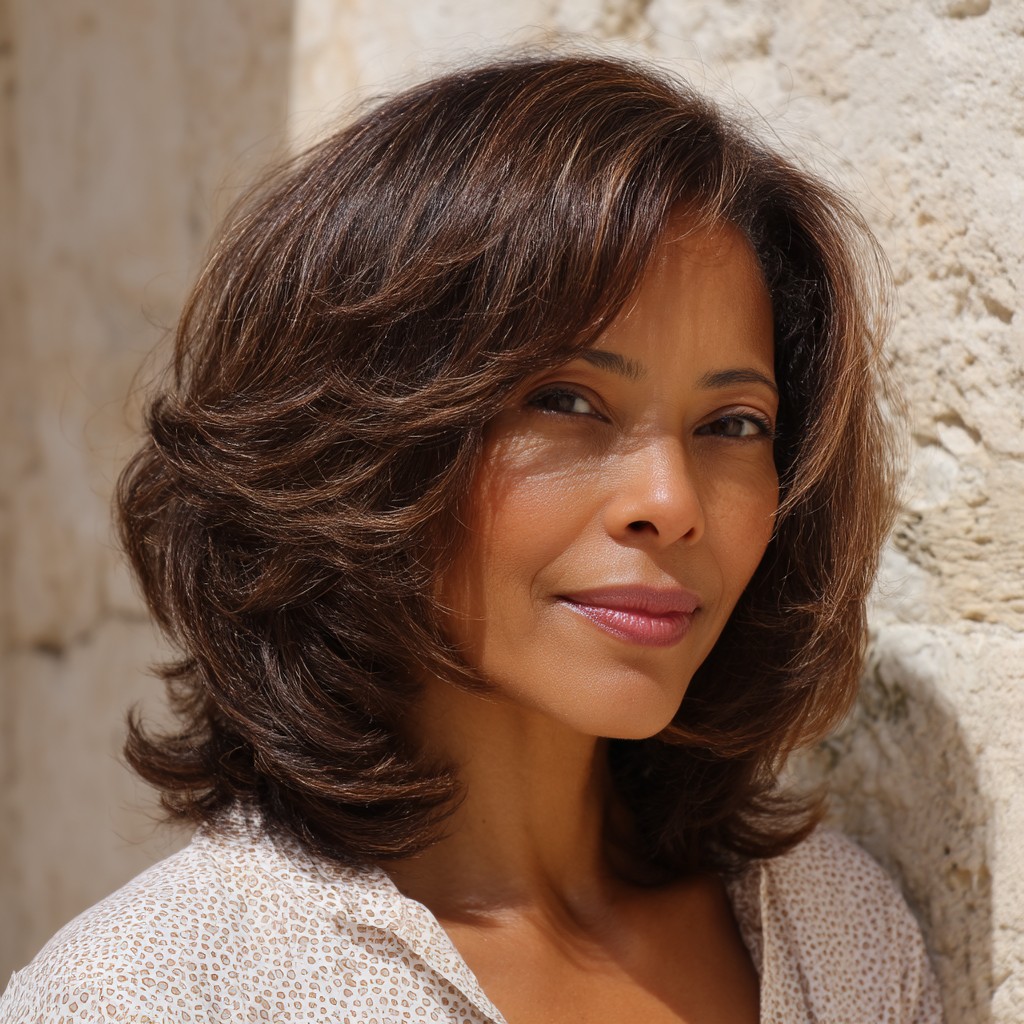 Dynamic Medium-Length Shag with Subtle Highlights