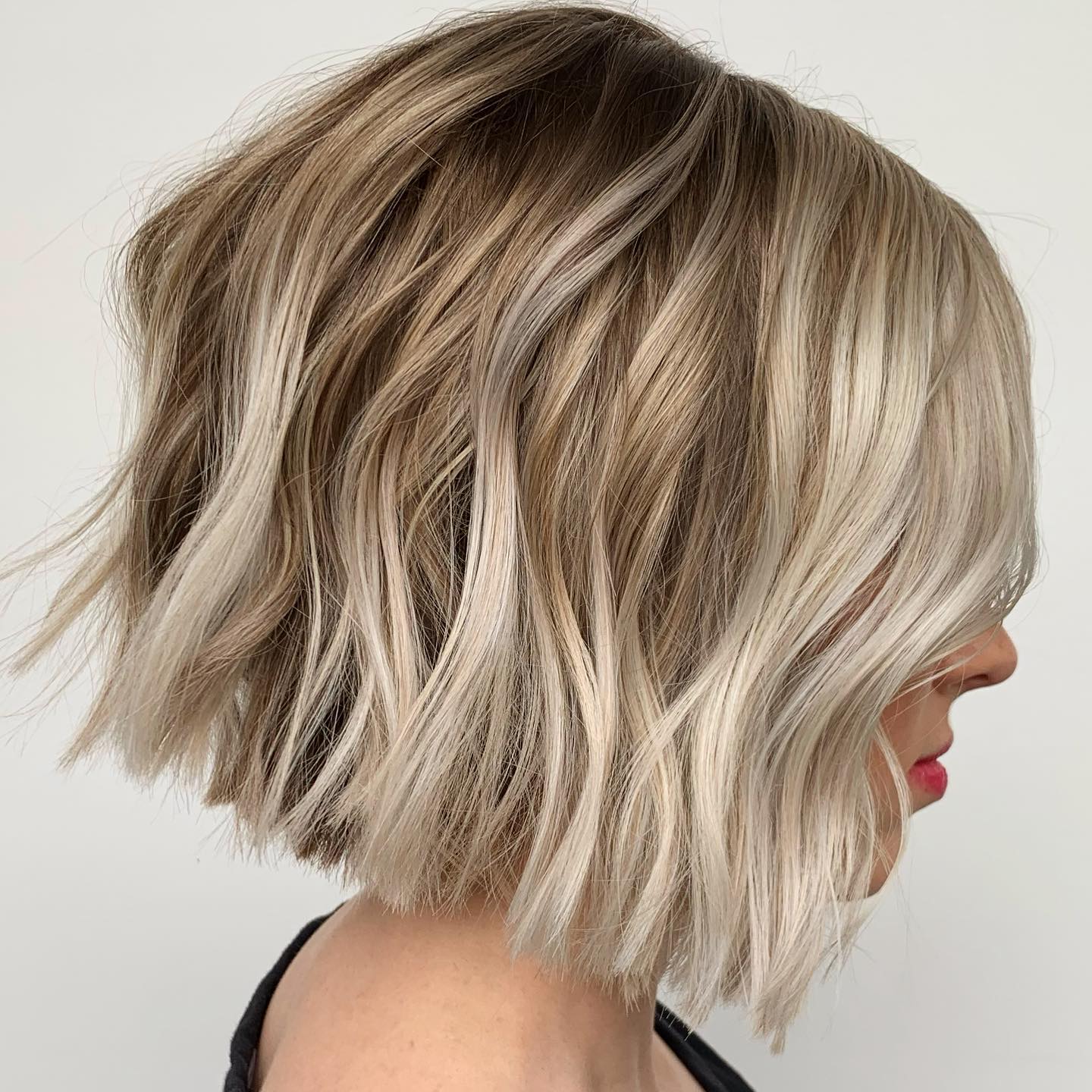 Dynamic Textured Bob with Icy Highlights