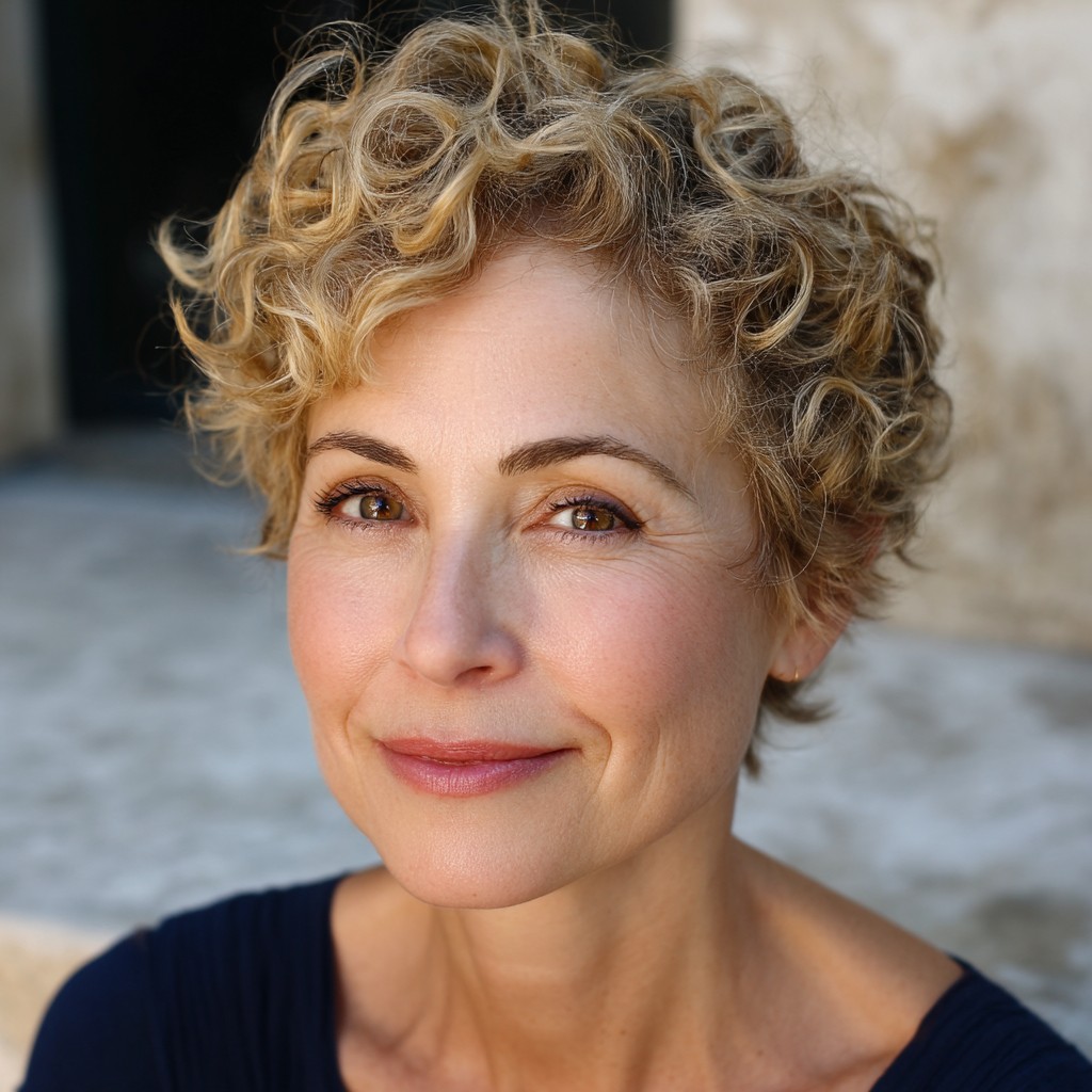 Effortlessly Textured Curly Pixie with Defined Curls