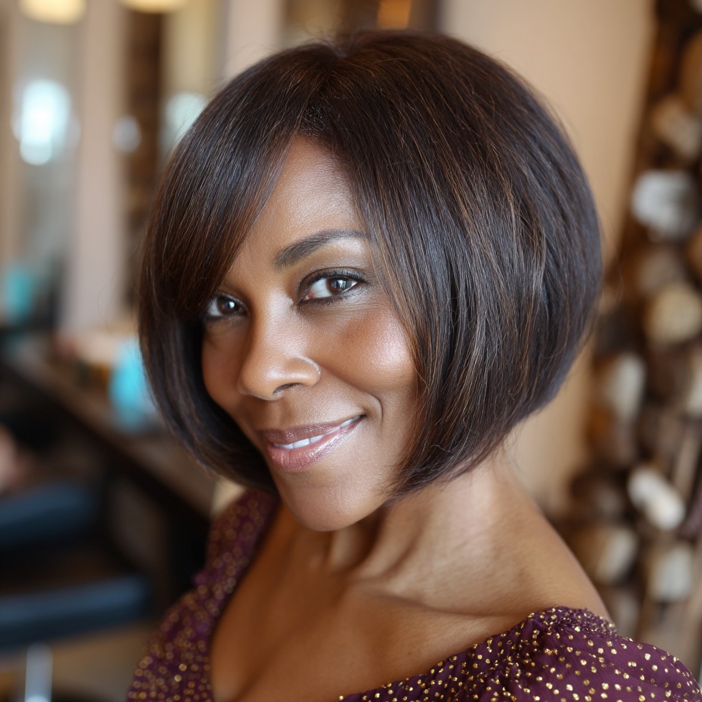 Elegant Angled Bob with Subtle Caramel Highlights