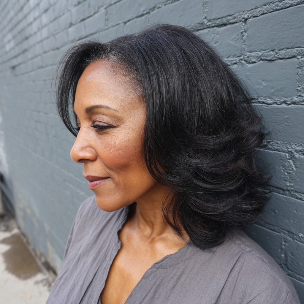 Elegant Medium-Length Cut with Soft Volume and Flattering Layers
