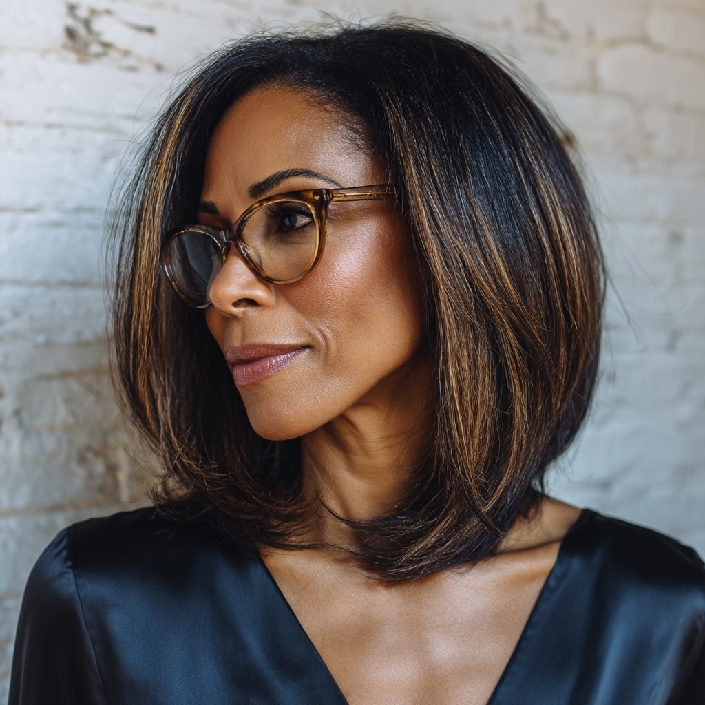 Modern Medium Cut with Subtle Balayage Highlights
