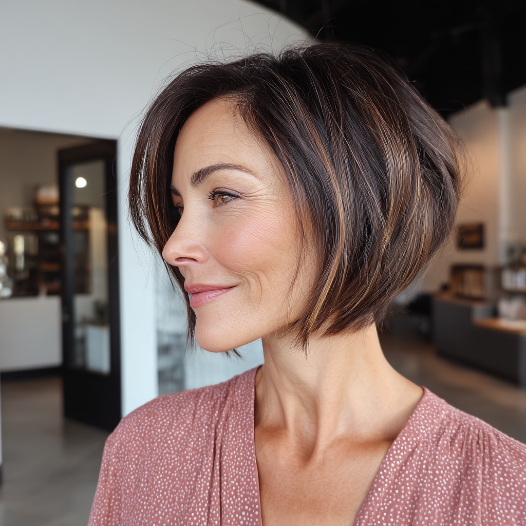 Modern Textured Bob with Subtle Caramel Highlights