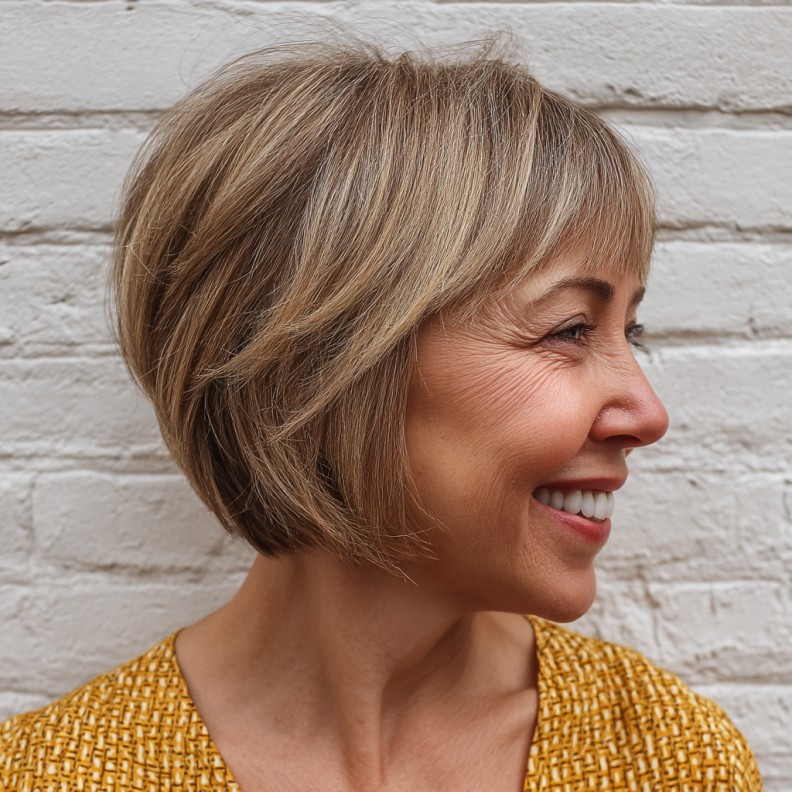Modern Textured Bob with Subtle Highlights