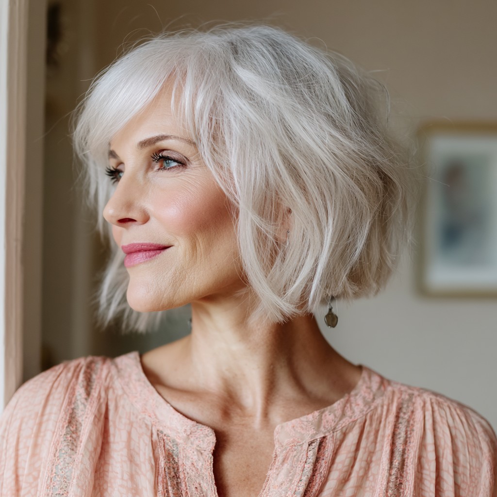Modern Textured Bob with Wispy Bangs