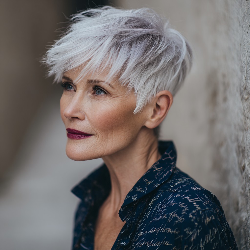 Modern Textured Short Crop with Silver Highlights