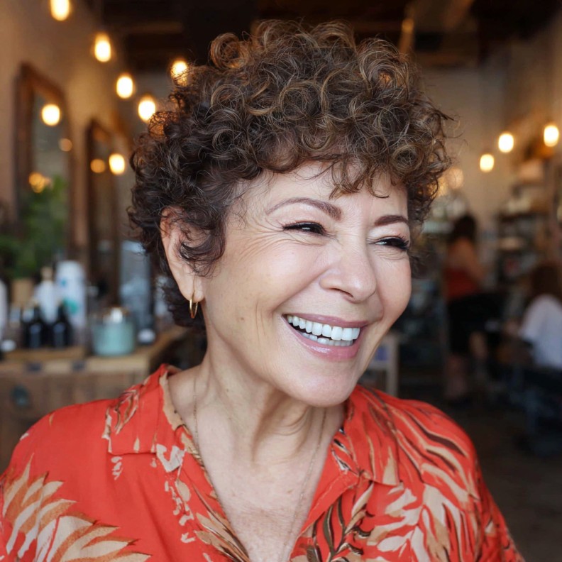 Playful Curly Pixie Cut with Defined Curls