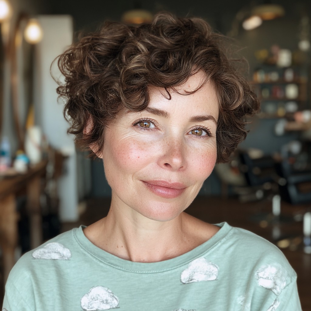 Playful Curly Pixie with Defined Curls