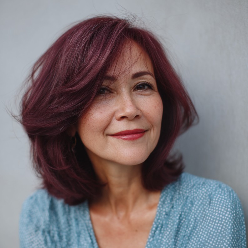 Rich Burgundy Layered Cut with Soft Waves
