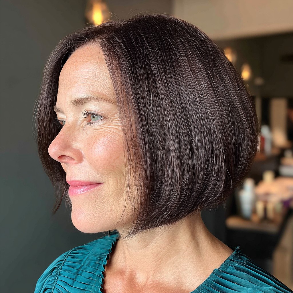 Sleek Chocolate Bob with Subtle Angled Layers