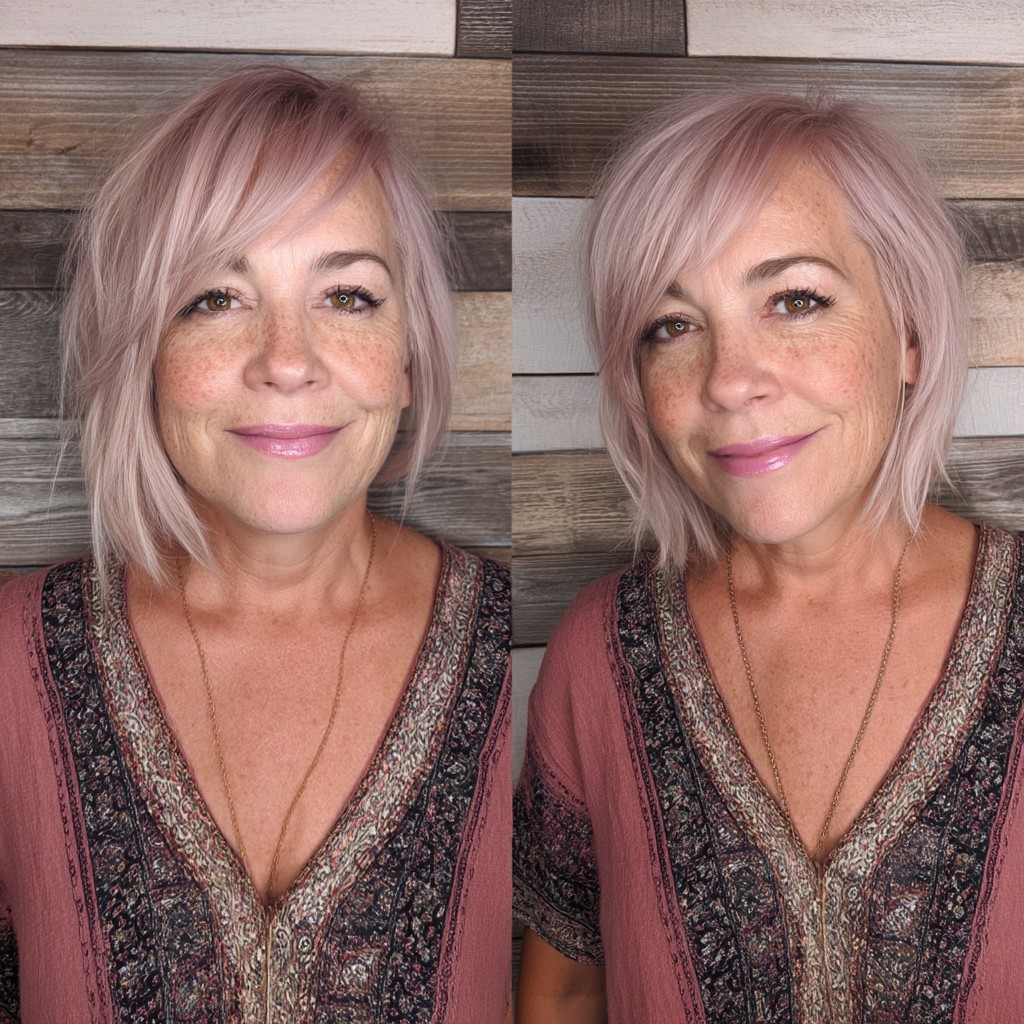 Soft Blush Textured Bob with Subtle Layers
