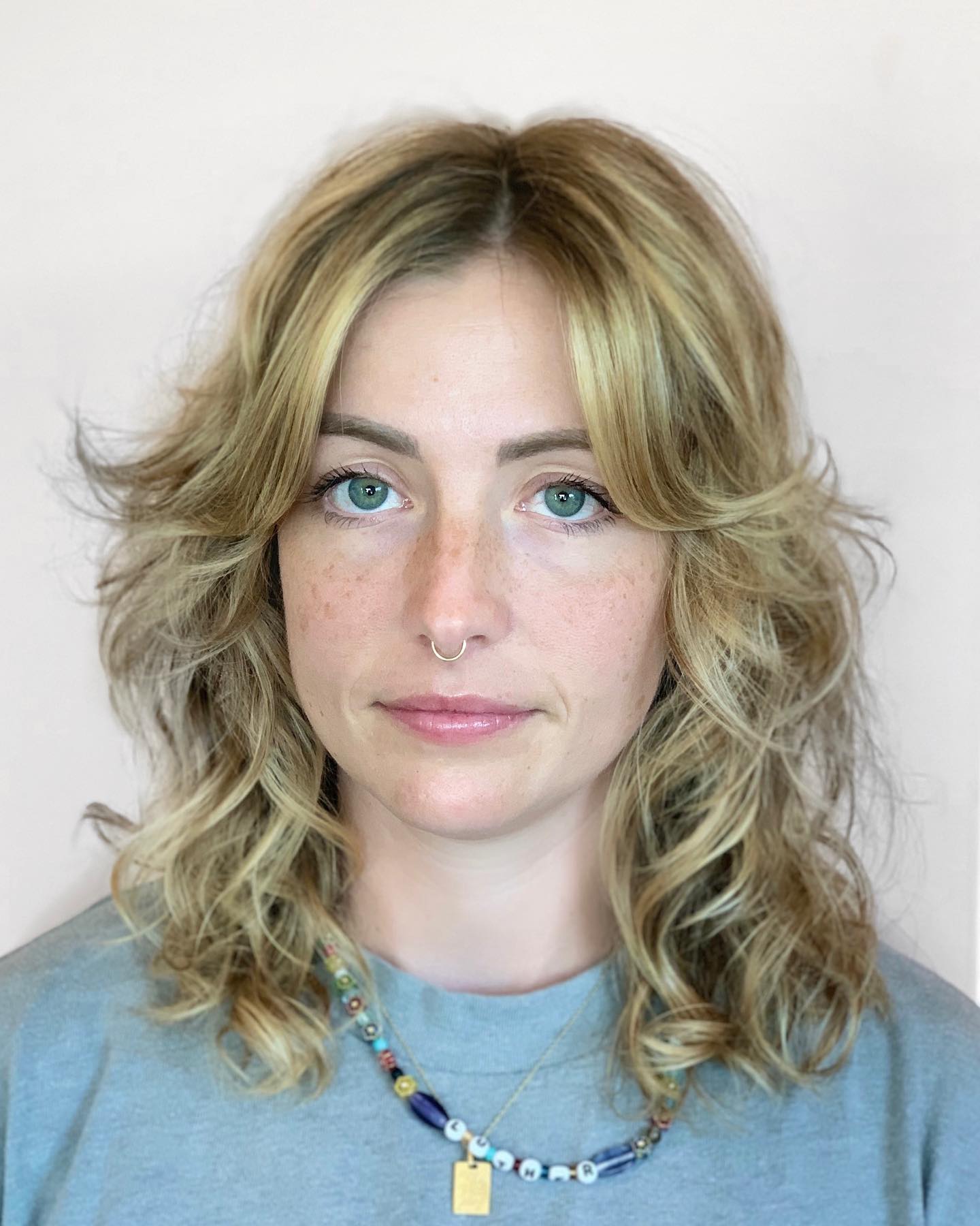 Soft Curly Shag with Subtle Highlights