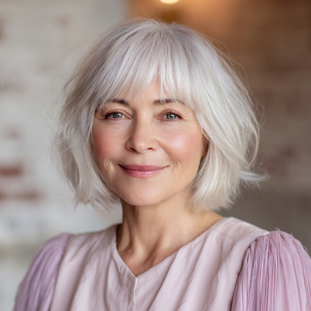 Soft Textured Bob with Wispy Bangs