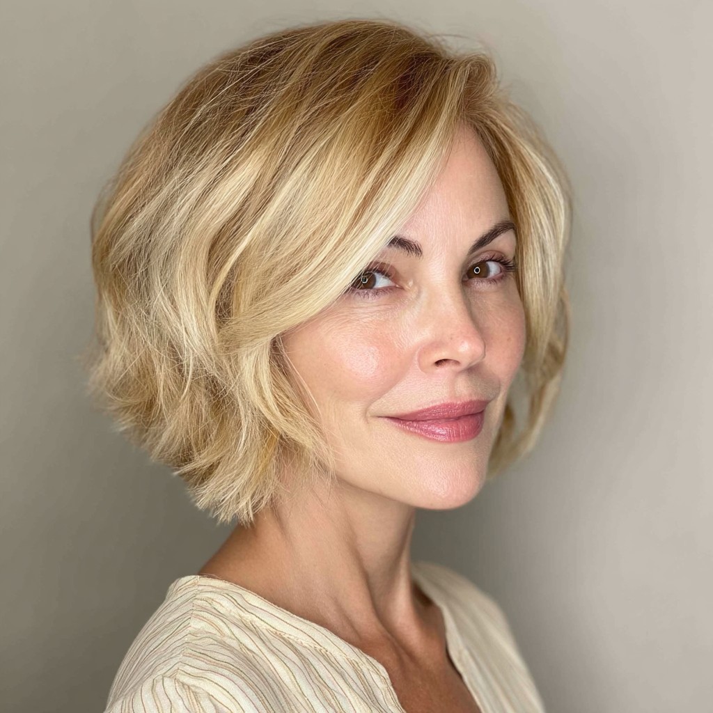 Softly Textured Blonde Bob with Subtle Layers