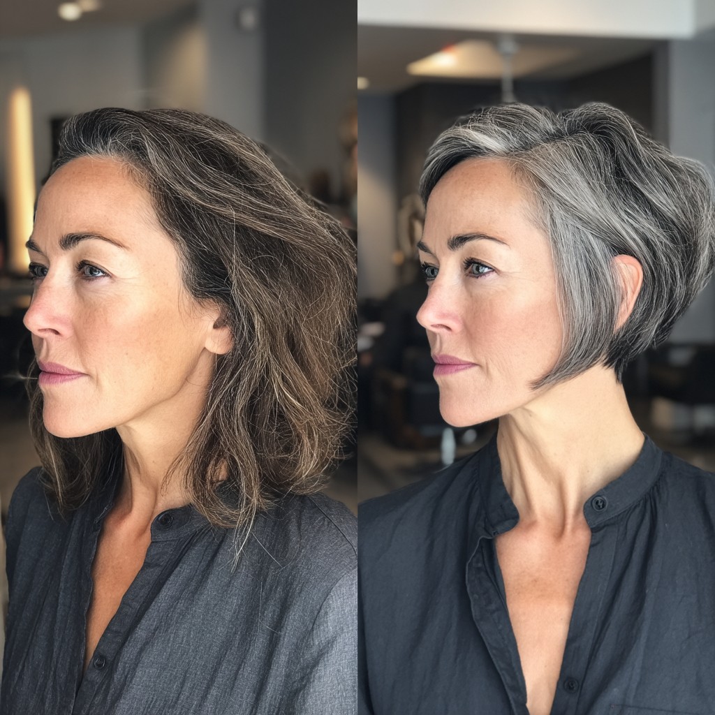 Stylish Textured Silver Bob with Soft Layers