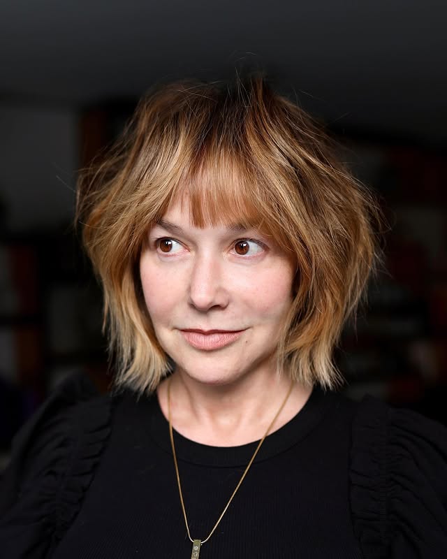 Textured Choppy Bob with Feathered Bangs