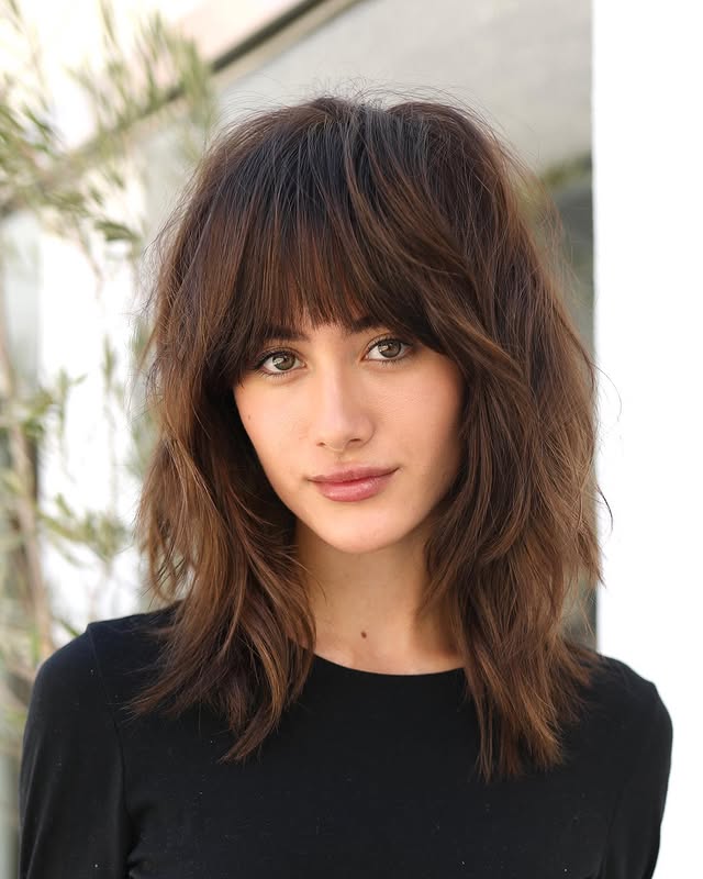 Textured Choppy Layered Cut with Bold Bangs