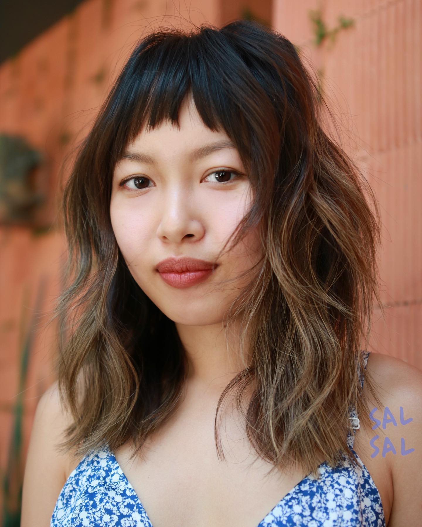 Textured Choppy Lob with Wispy Bangs