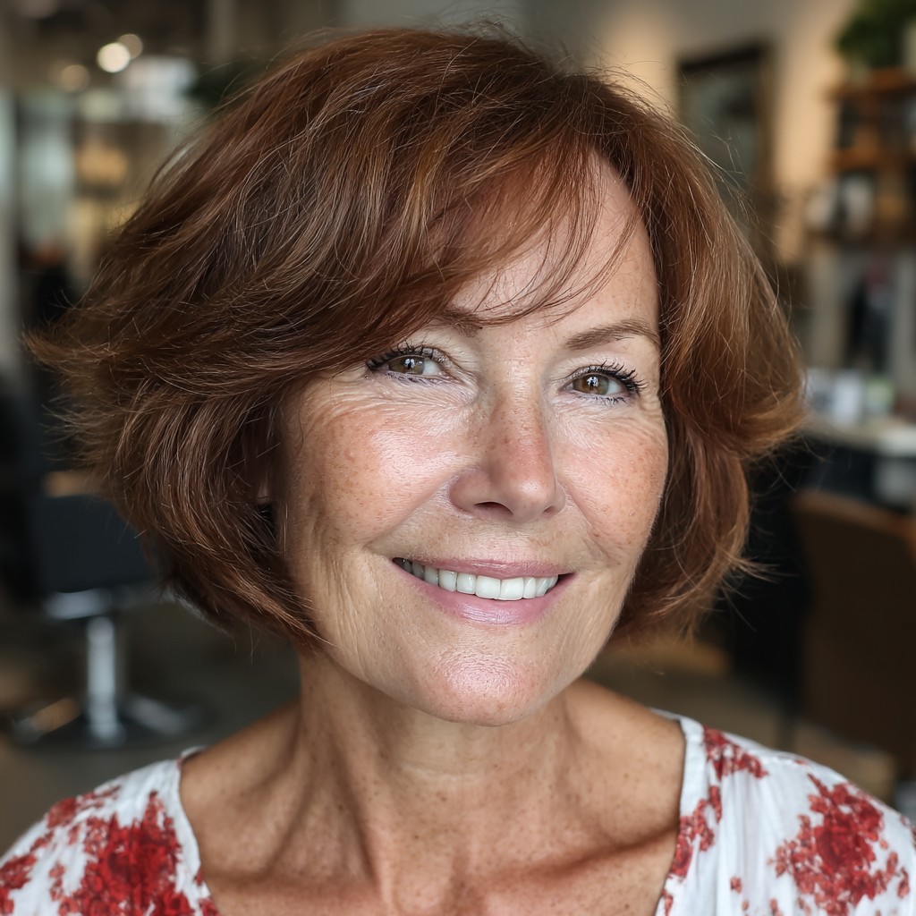 Textured Copper Bob with Soft Curls