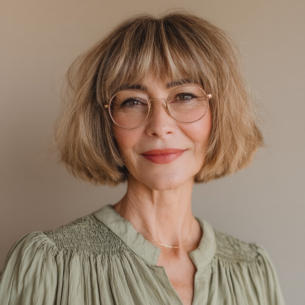 Textured Cropped Bob with Soft Bangs