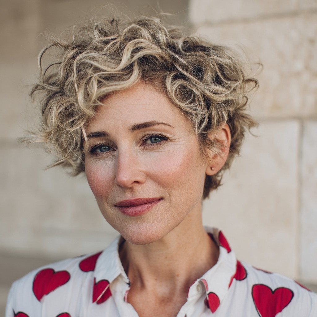 Textured Curly Pixie with Defined Curls