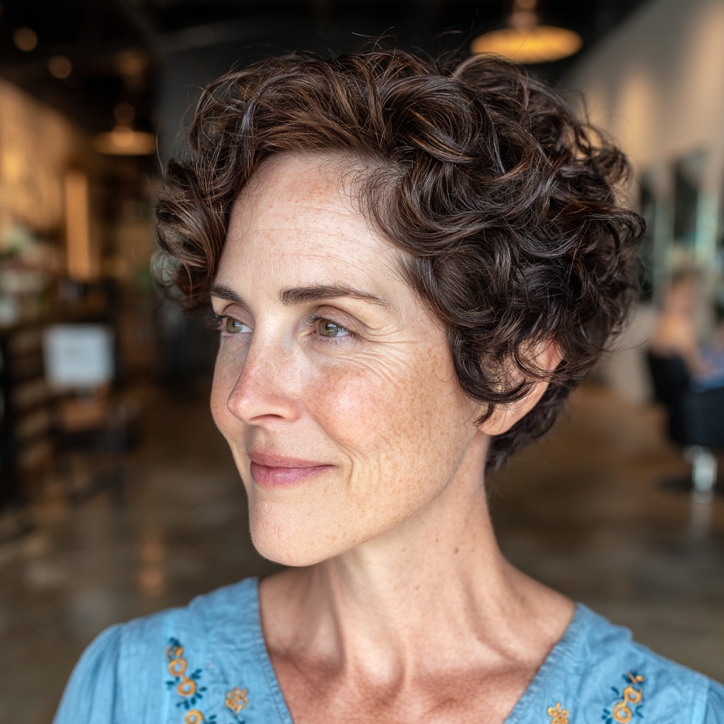 Textured Curly Pixie with Defined Shape