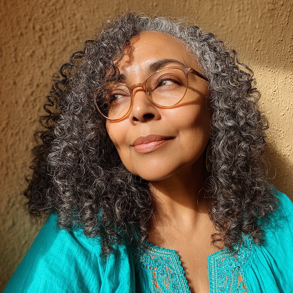 Textured Medium-Length Curly Cut with Silver Highlights