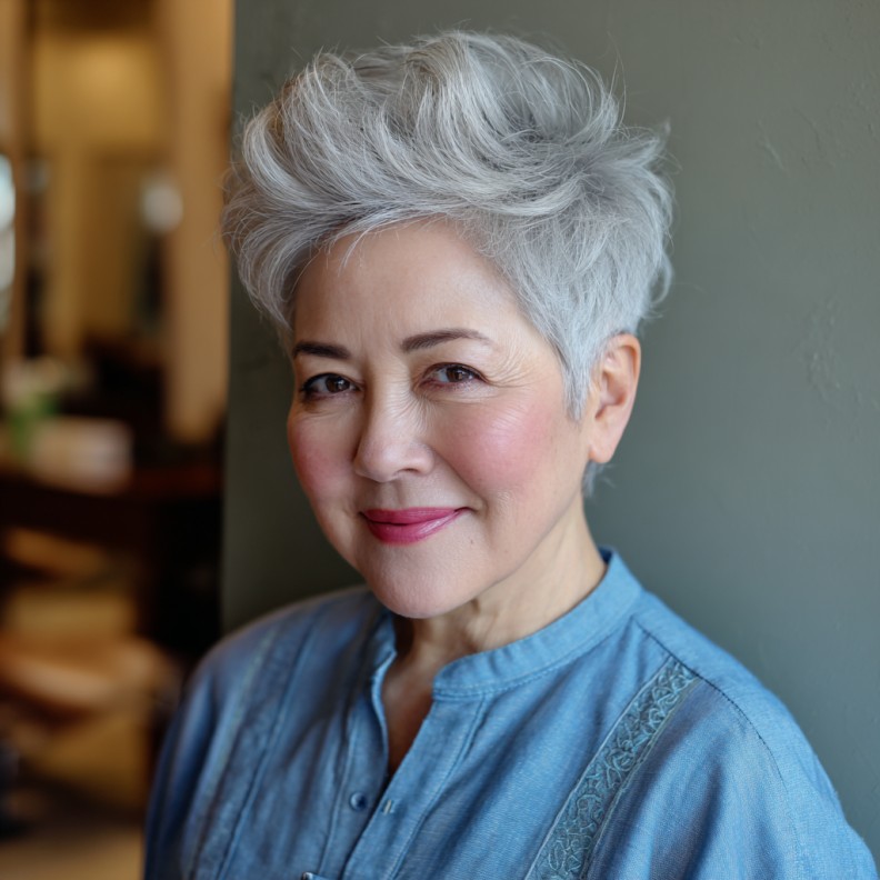 Textured Short Pixie Cut with Lifted Crown