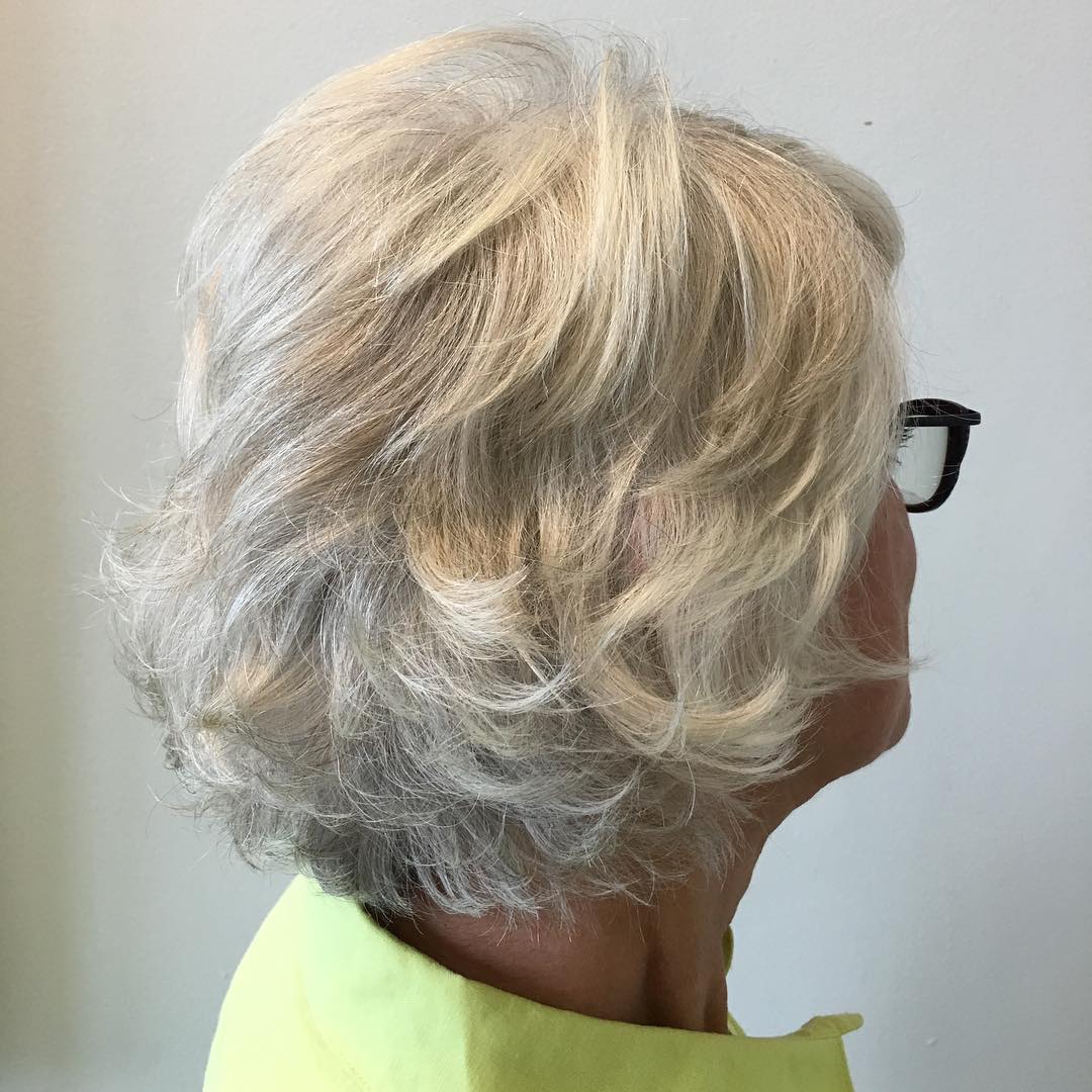 Textured Soft Silver Bob with Gentle Curls