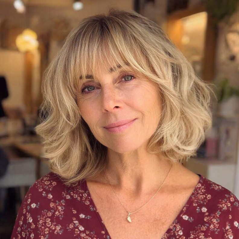 Textured Wavy Layers with Soft Bangs