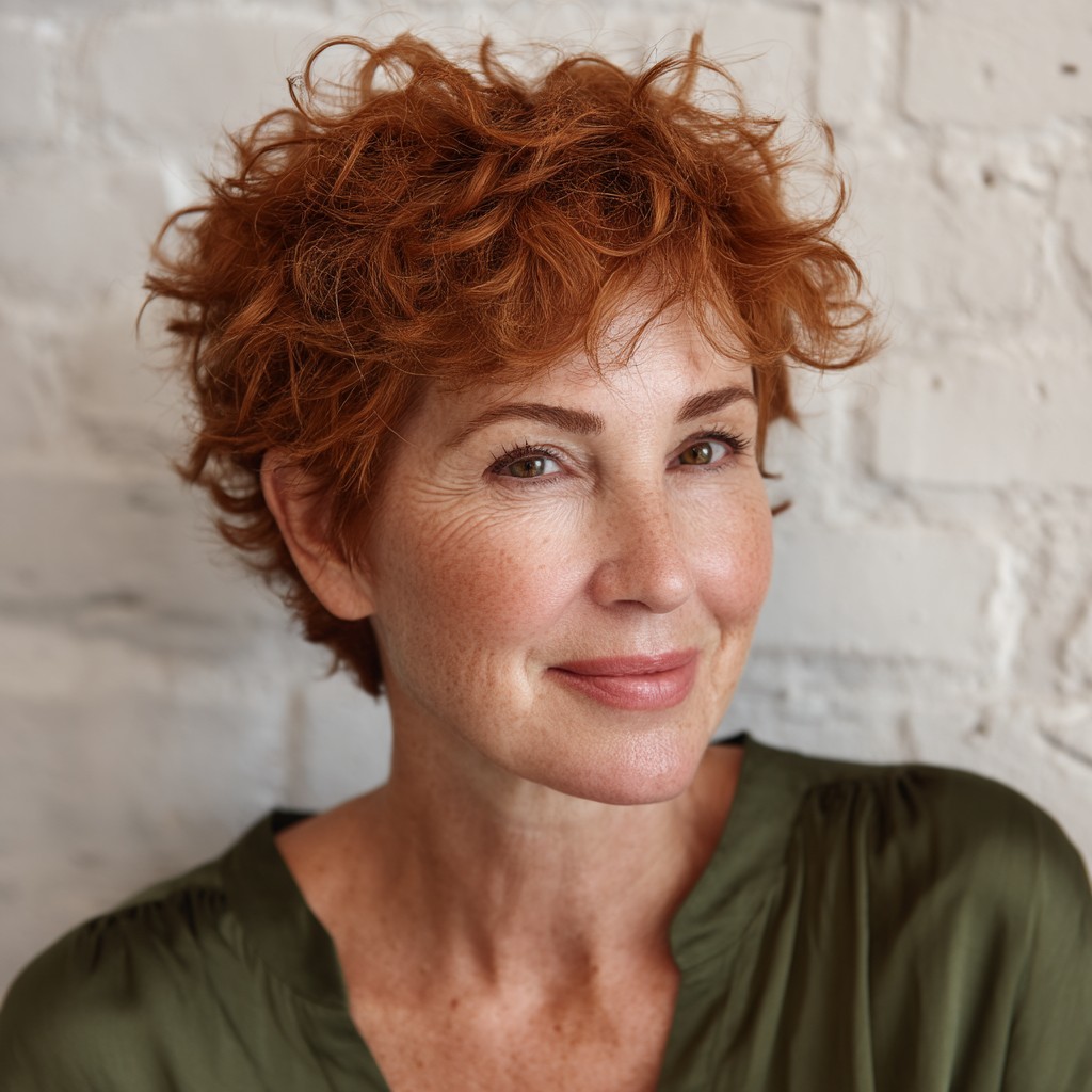 Vibrant Curly Pixie with Playful Texture