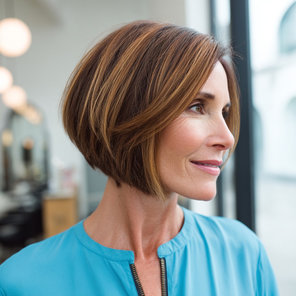 Warm Caramel Layered Bob with Subtle Movement