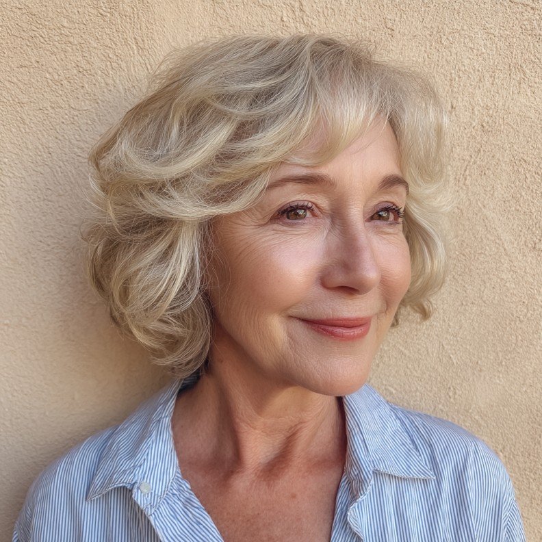 Chic Textured Asymmetrical Bob with Soft Waves